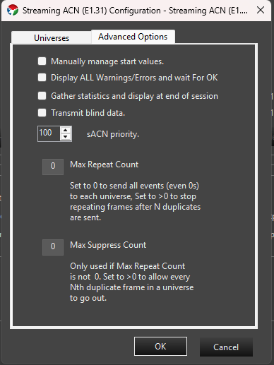 E1.31 Advanced Options