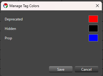 Element Tag Manager Manage Tag Colors dialog