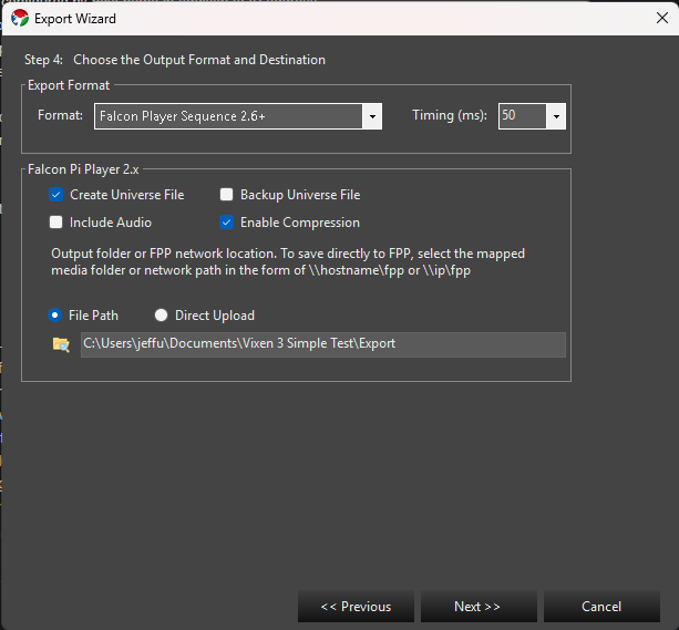 Export Wizard Step 4 - File Path destination