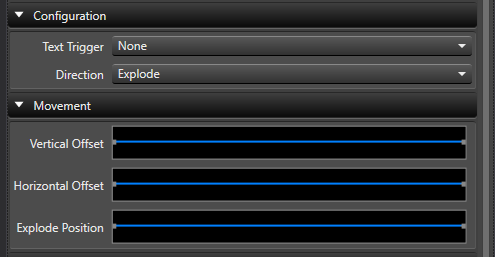 Configuration and Movement panels with Direction set to Explode