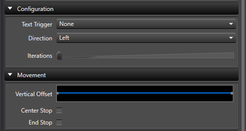 Configuration and Movement panels with Direction set to Left