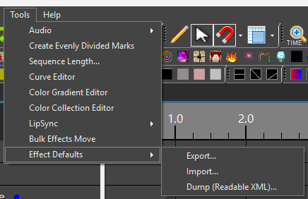 Effect Defaults Menu